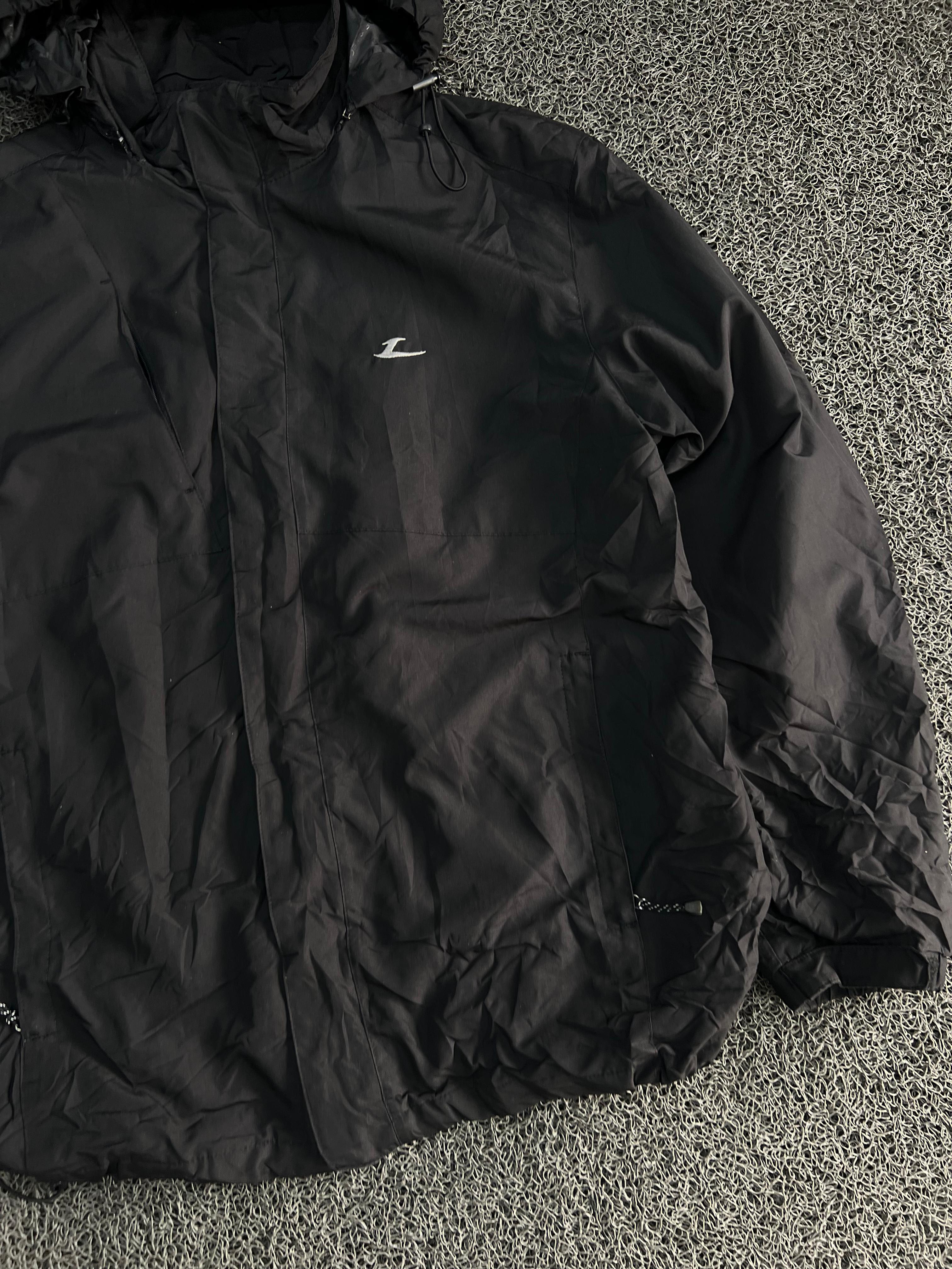 Black Lightweight Hooded Windbreaker Jacket – Full Zip Water-Resistant Outdoor Coat