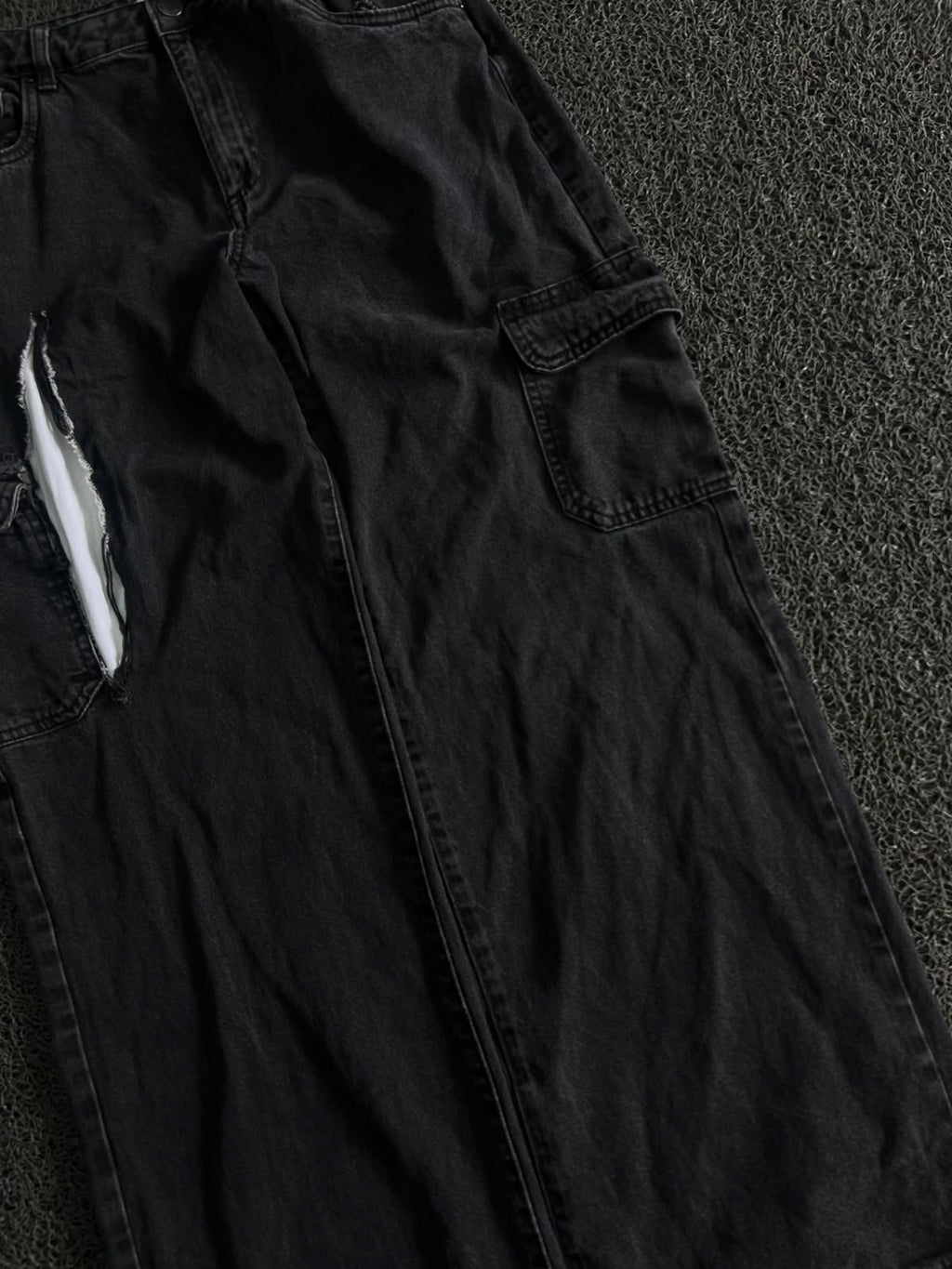 Vintage Black Cargo Wide Leg Jeans – Thrift