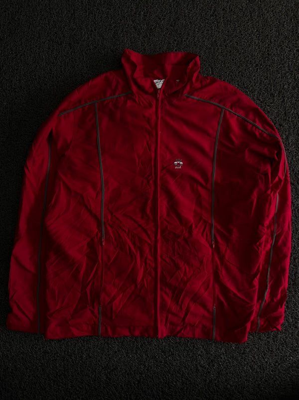 Vintage Red Track Jacket with Contrast Piping