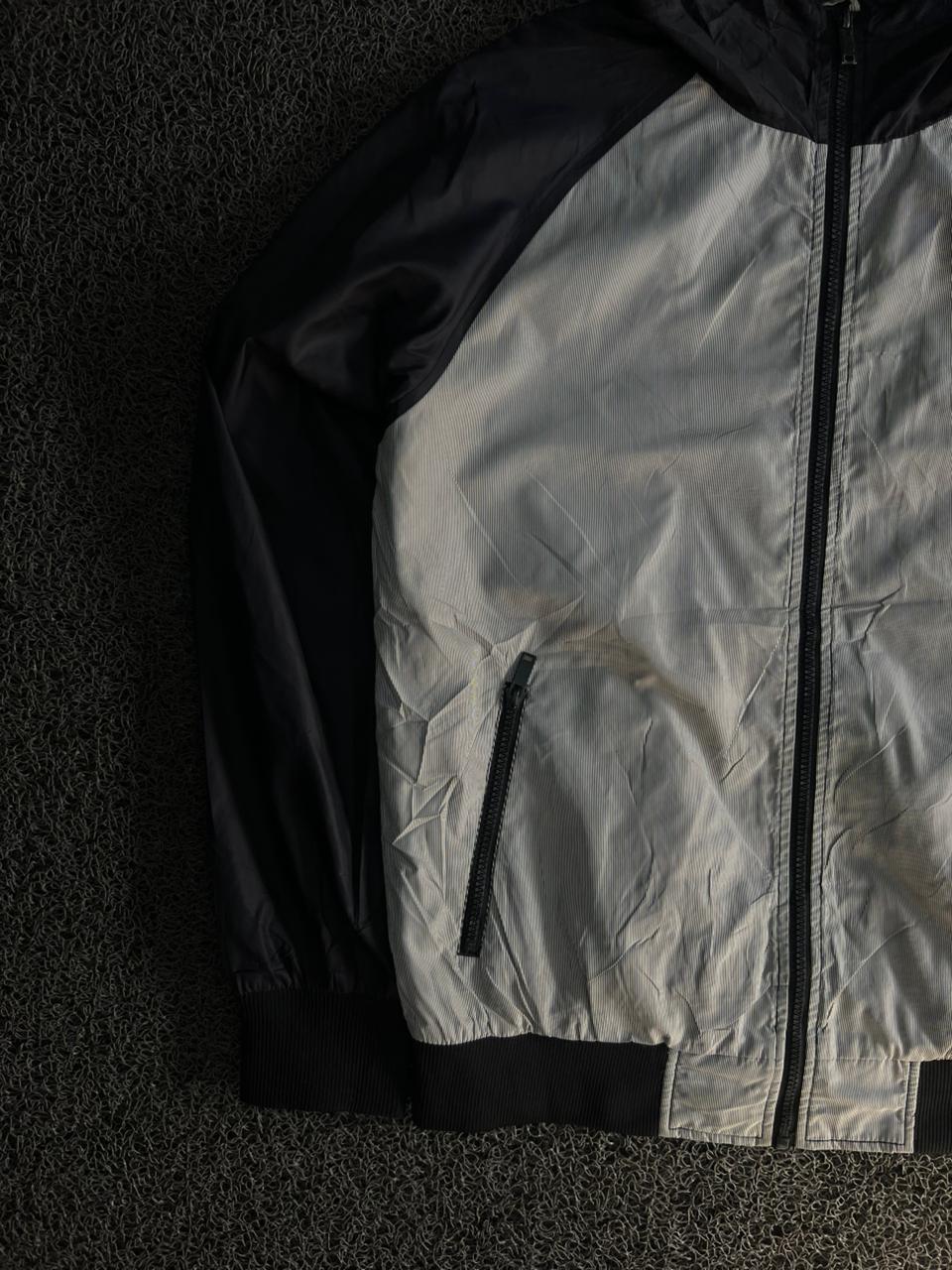Black & White Lightweight Hooded Windbreaker Jacket