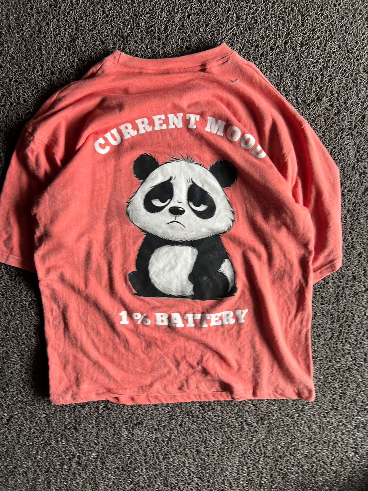 Current Mood 1% Battery Panda Graphic Oversized T-Shirt