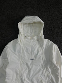 White Hooded Half-Zip Windbreaker Jacket ⚠️ Small Stains
