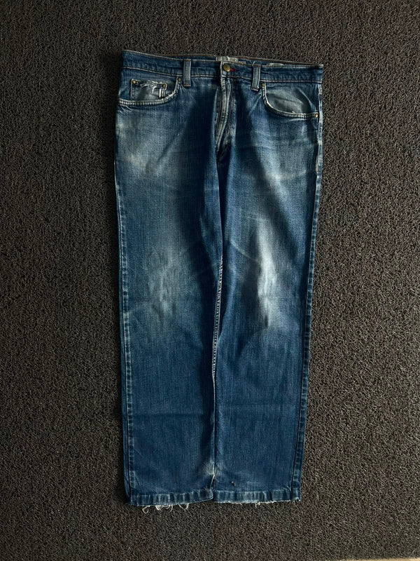 Vintage Blue Wash Straight Fit Denim Jeans ⚠️ Small Damage