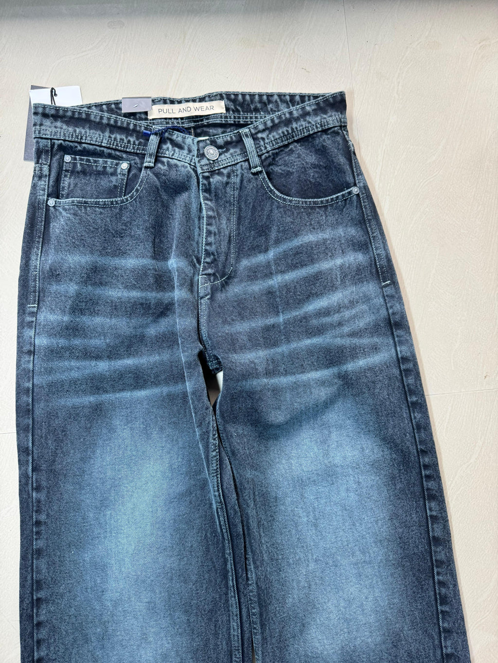 Men's Washed Wide Leg Denim Jeans