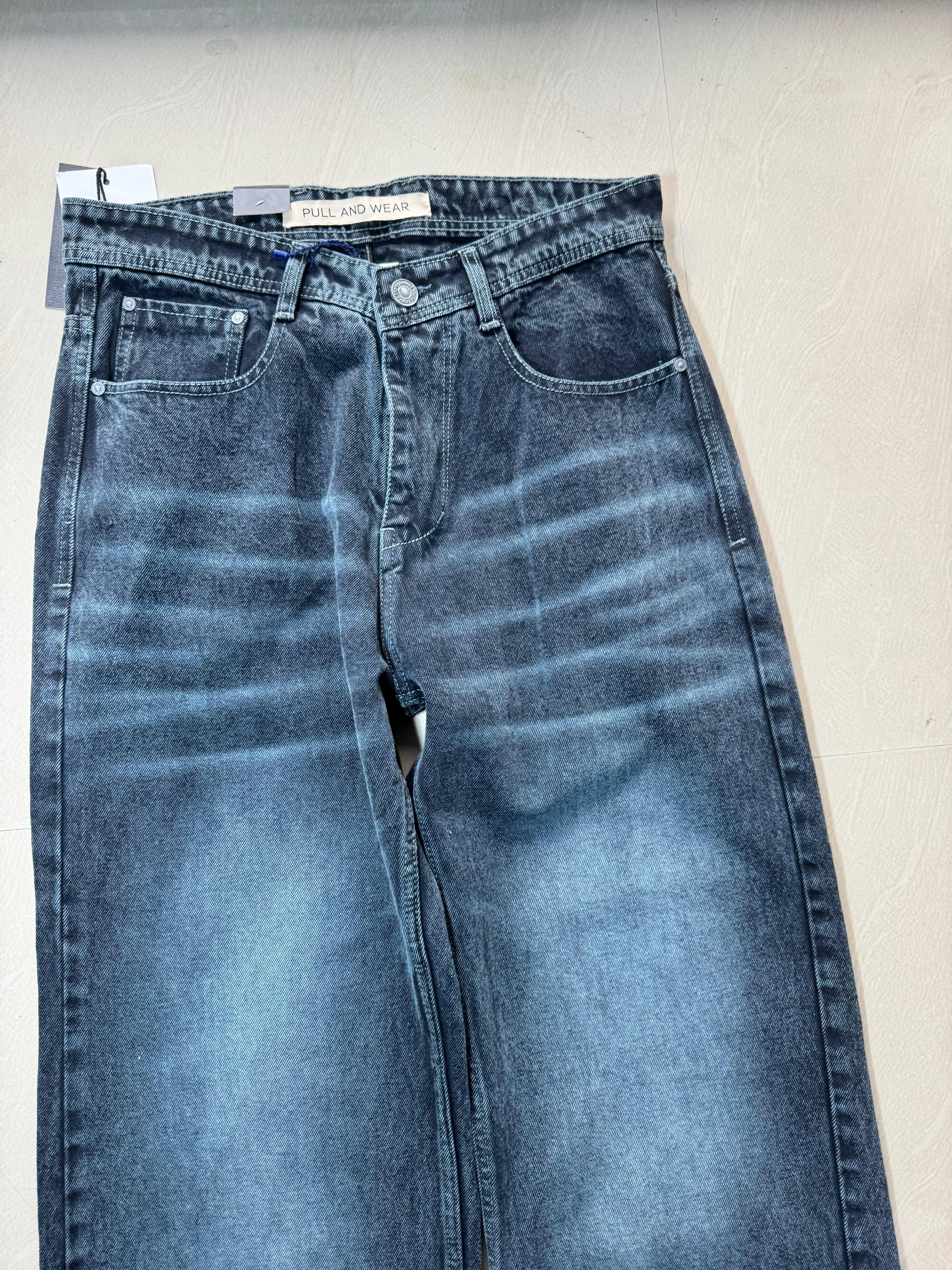 Men's Washed Wide Leg Denim Jeans