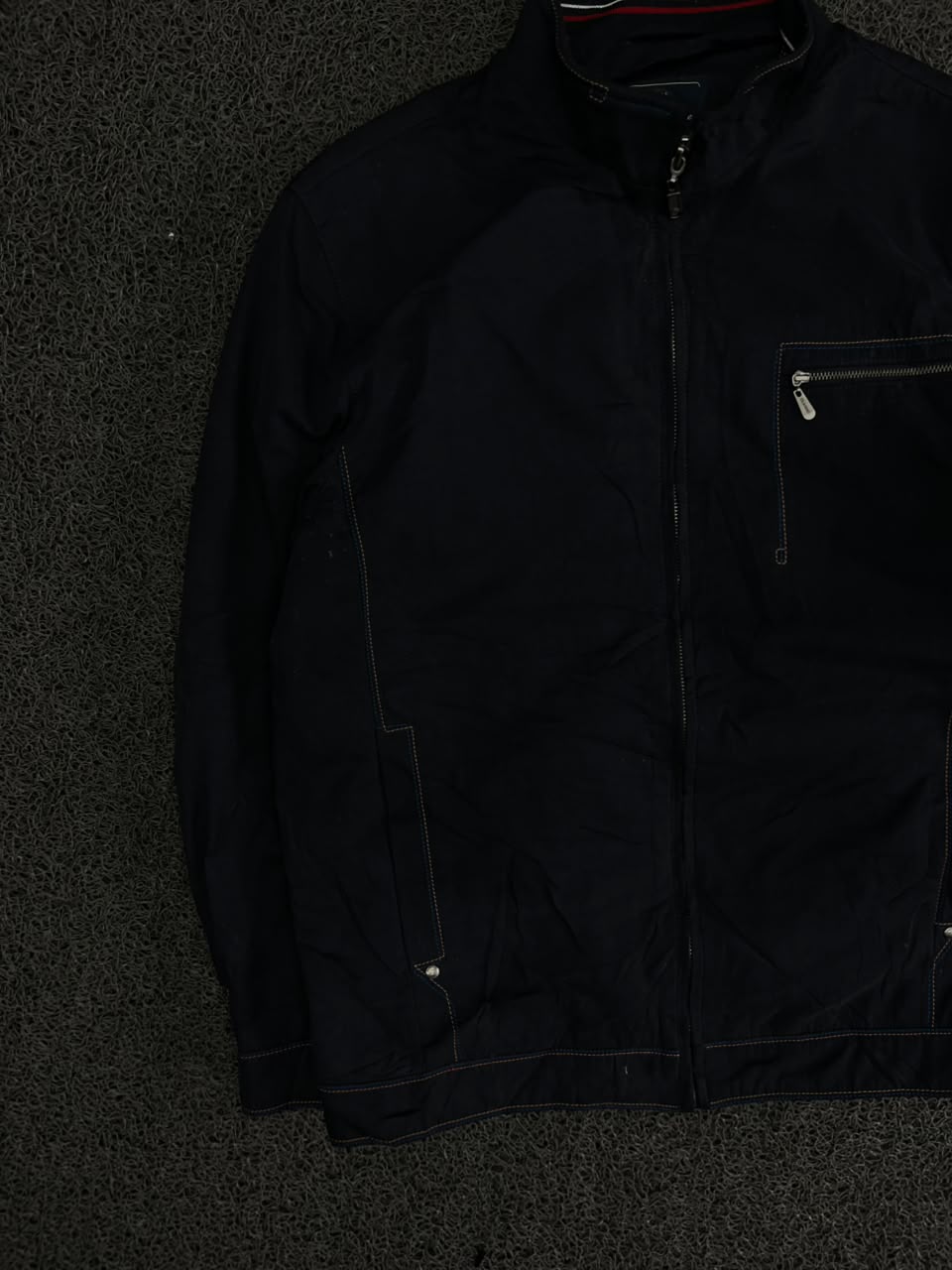Stand Collar Zip-Up Casual Jacket – Chest Zip Pocket Lightweight Outerwear
