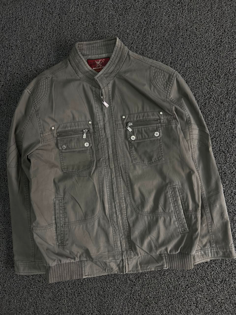 Stand Collar Utility Jacket – Multi Pocket Full Zip Casual Outerwear