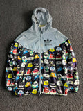 Adidas Allover Logo Print Hooded Jacket – ⚠️ Visible Stain