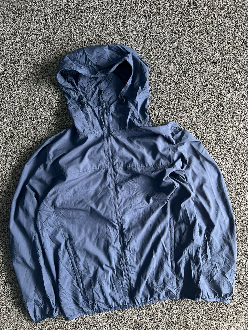 Vintage Blue Lightweight Hooded Windbreaker Jacket