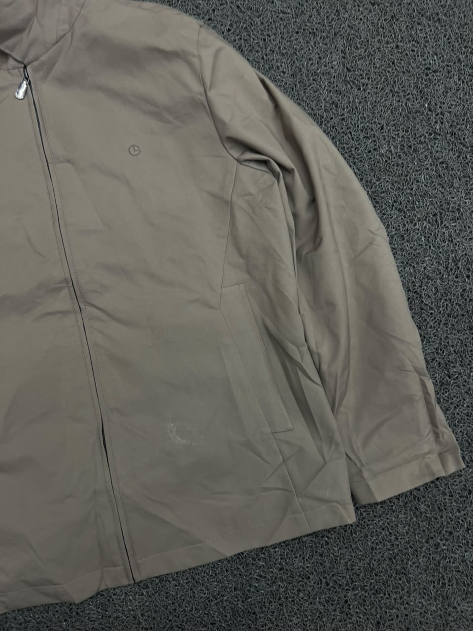 Men's Beige Stand Collar Full Zip Jacket | Lightweight Casual Outerwear