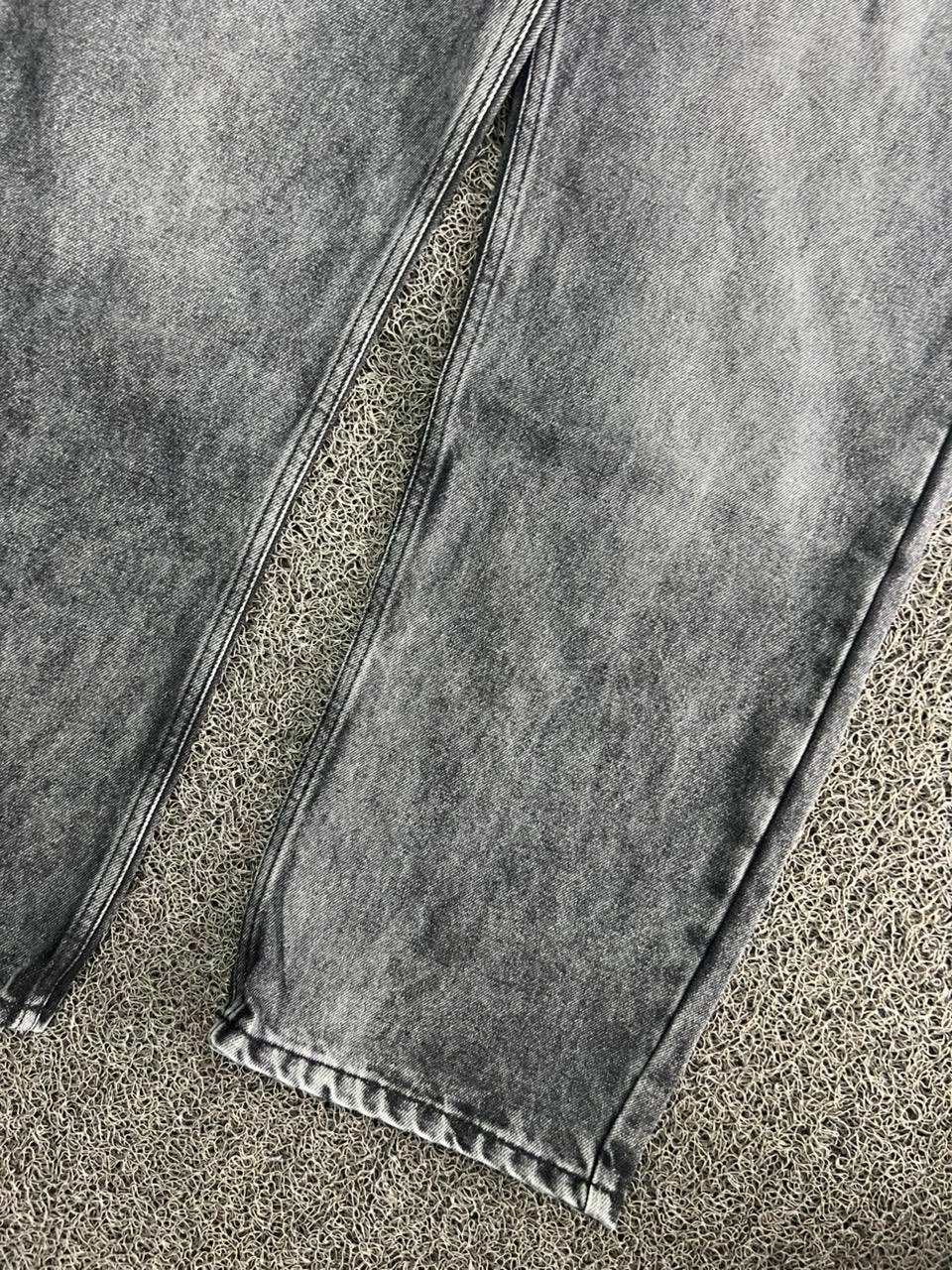 Vintage Washed Black Denim Jeans – Straight Fit Acid Wash Casual Pants