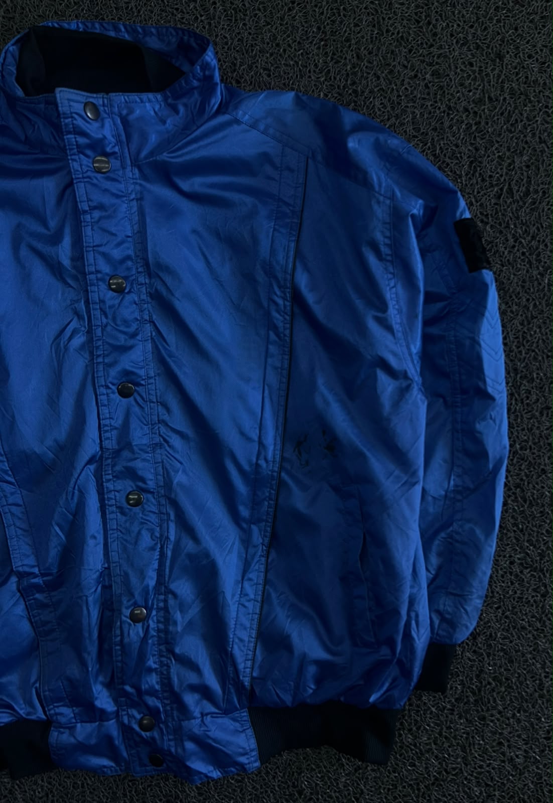 Vintage Blue Nylon Bomber Jacket ⚠️ Small Stains