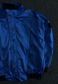 Vintage Blue Nylon Bomber Jacket ⚠️ Small Stains