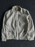 Men's Off-White Stand Collar Bomber Jacket – Ribbed Hem & Cuffs | Small Stain on Back Side
