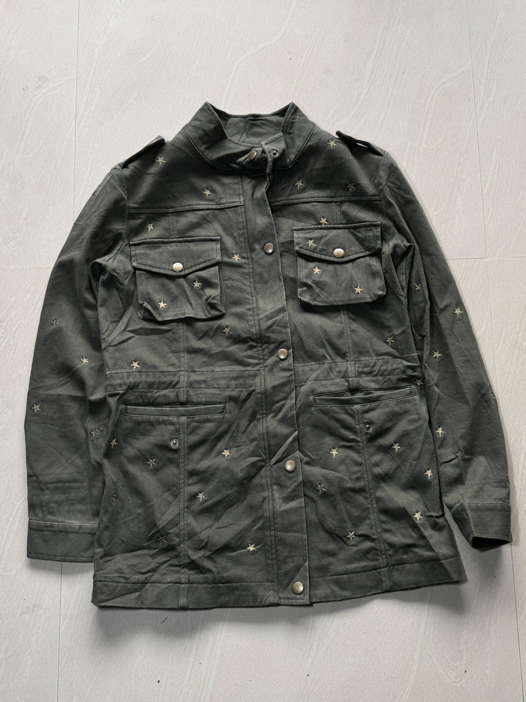 Star Embroidered Multi-Pocket Utility Jacket