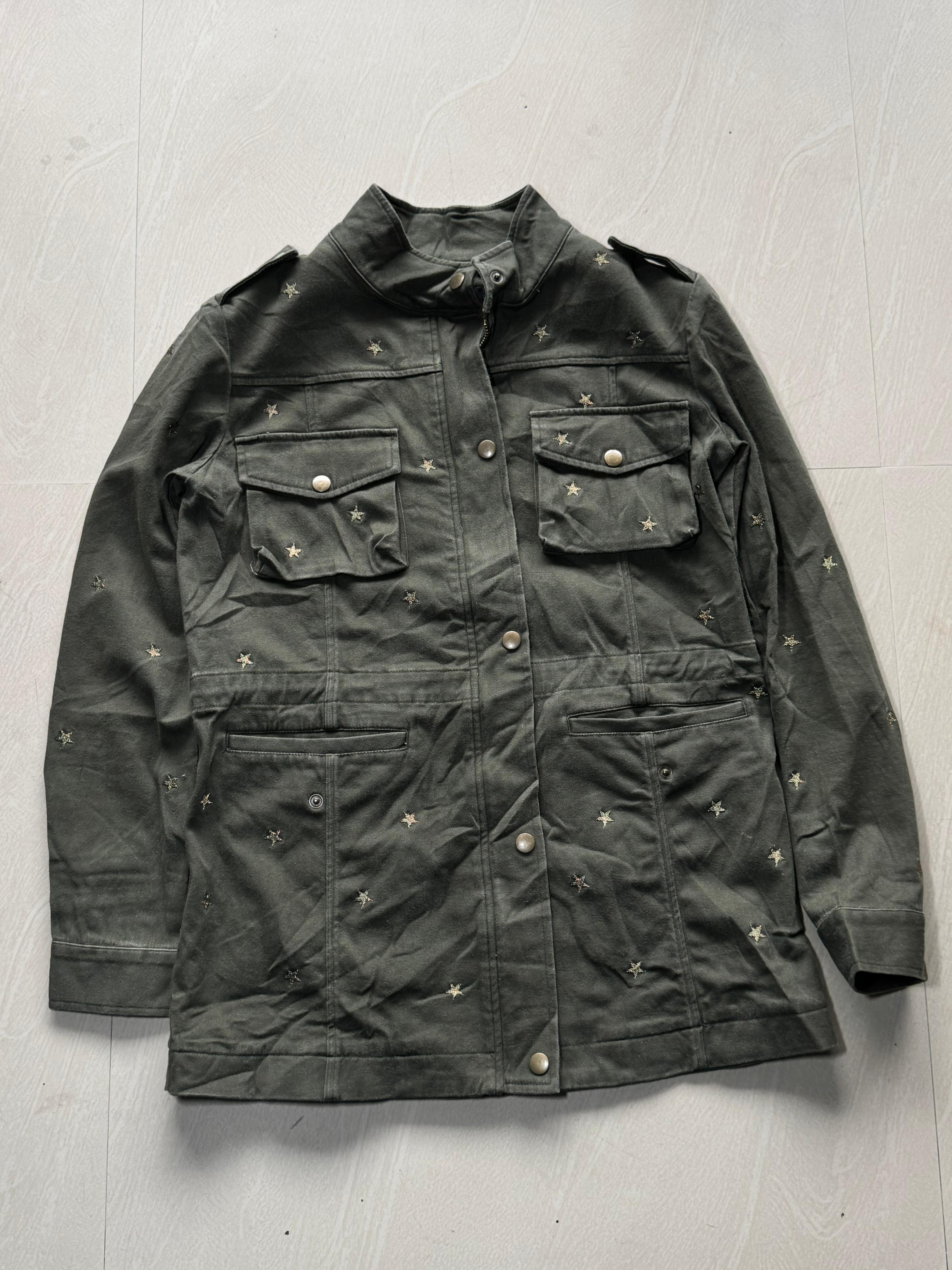 Star Embroidered Multi-Pocket Utility Jacket