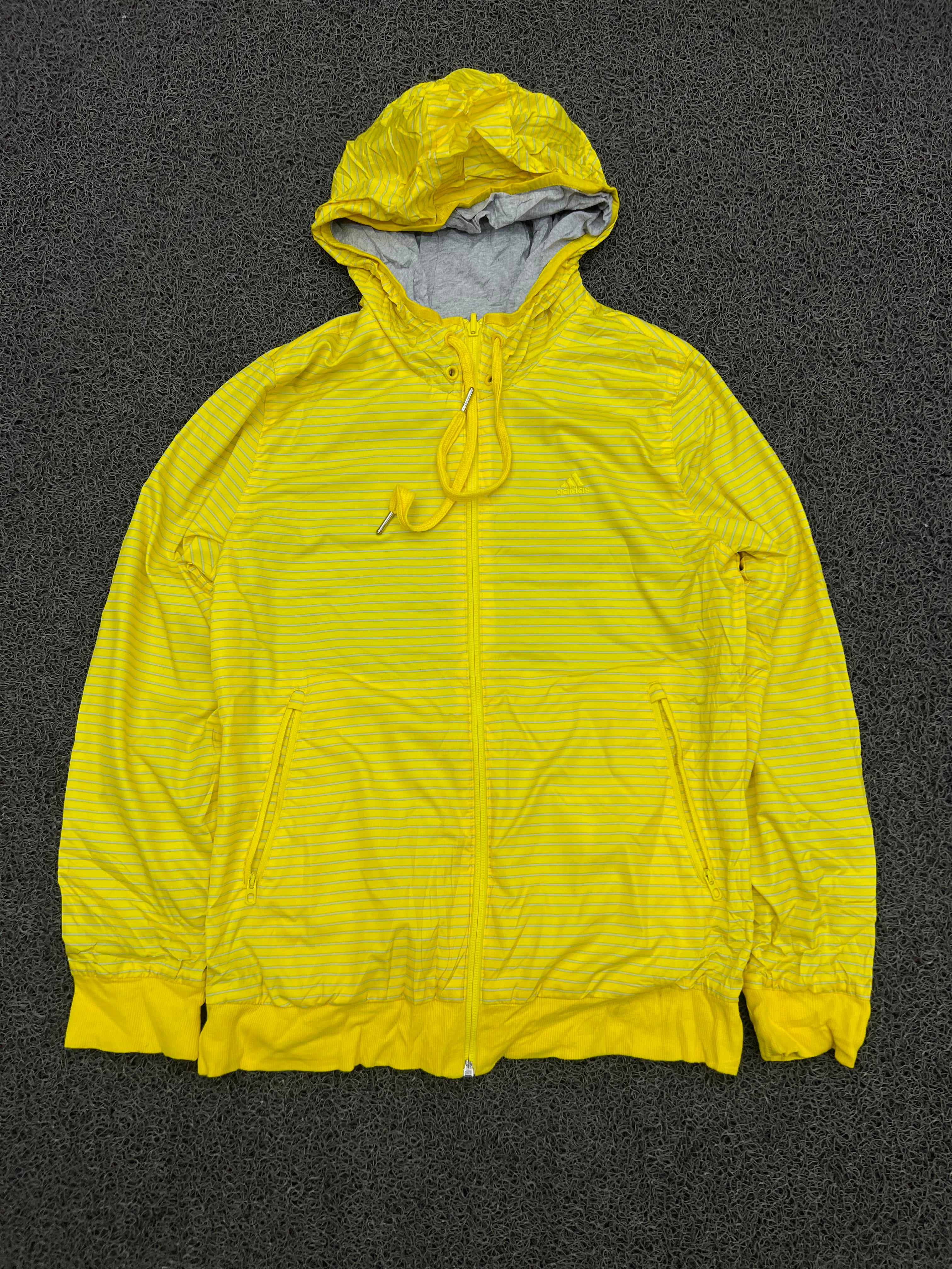 Yellow Striped Hooded Windbreaker Jacket – Full Zip Lightweight Casual Jacket