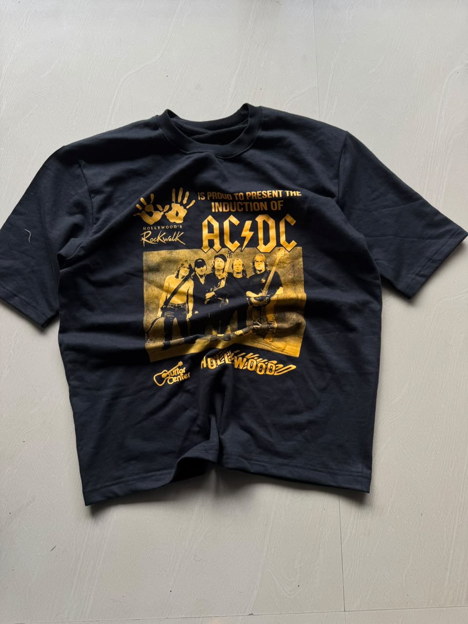 AC/DC Hollywood RockWalk Graphic Oversized Black T-Shirt