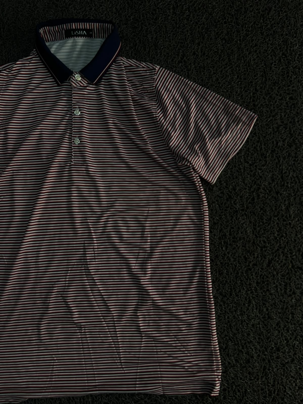 Men’s Lisha Striped Polo T-Shirt with Contrast Collar