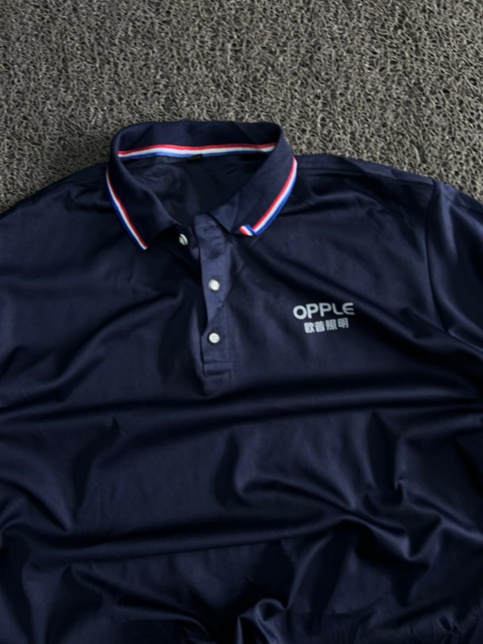 Navy Blue Performance Polo T-Shirt with Contrast Tipped Collar