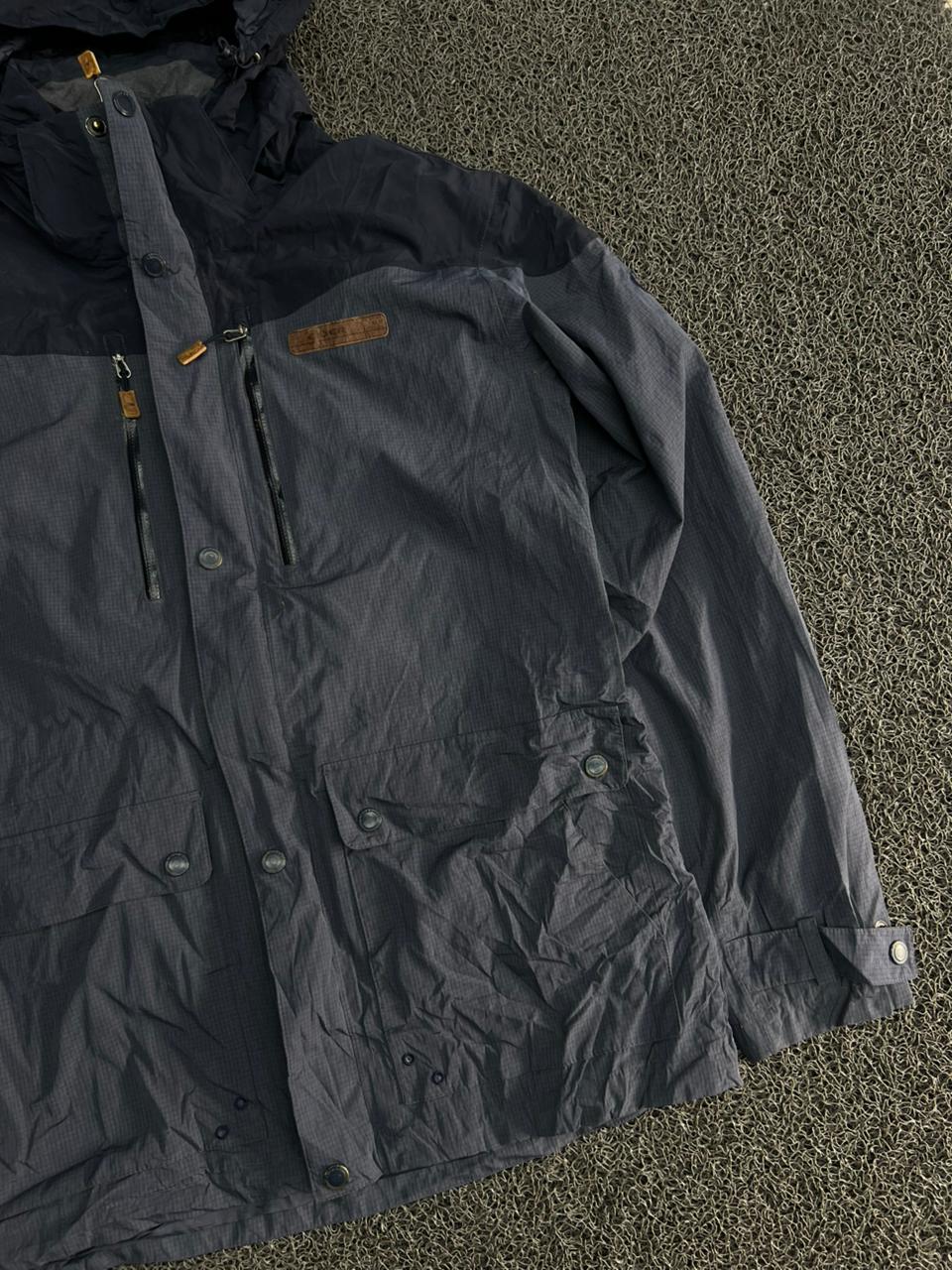 Navy & Charcoal Hooded Waterproof Outdoor Jacket – Full Zip Winter Parka