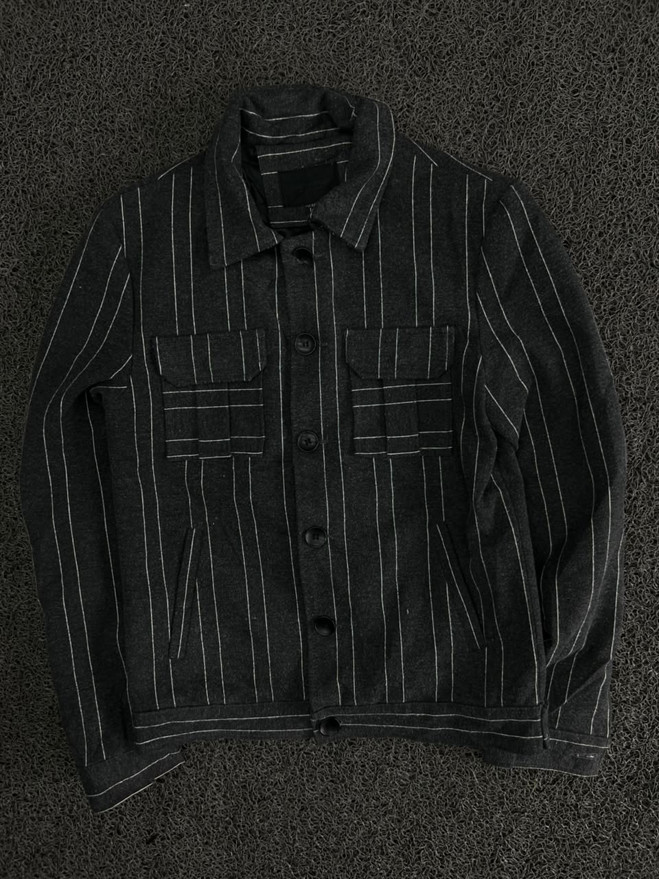 Pinstripe Button-Up Workwear Jacket
