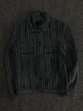 Pinstripe Button-Up Workwear Jacket