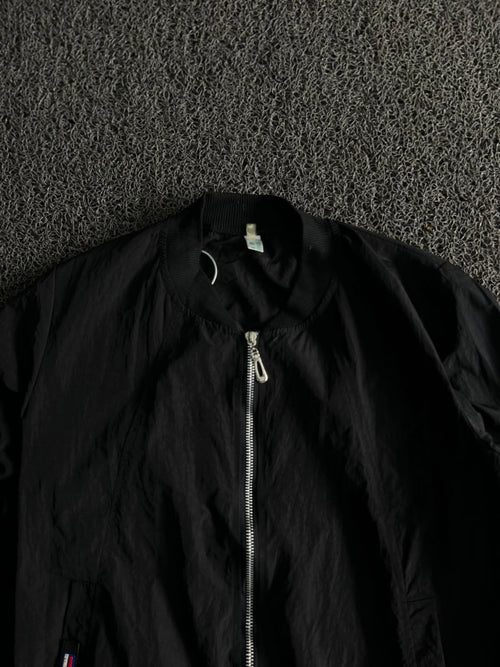 Classic Black Lightweight Bomber Jacket – Casual Zip-Up Outerwear