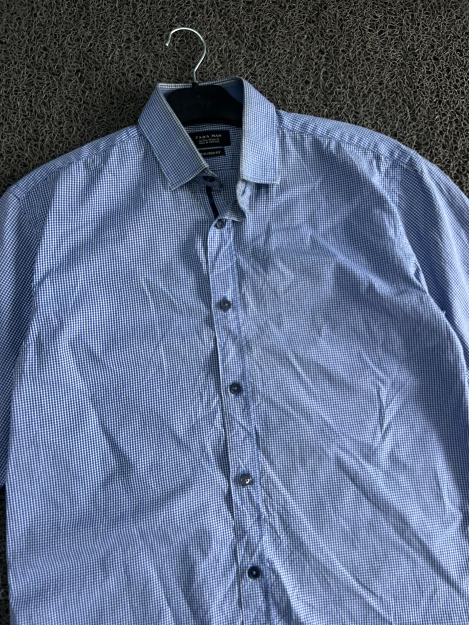 Thrifted Micro Check Short Sleeve Button-Up Shirt