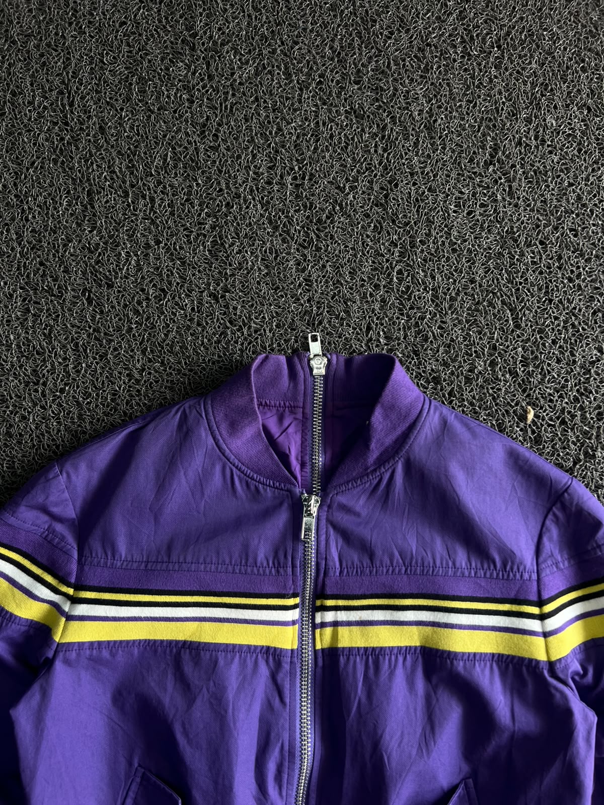 Vintage Purple Stripe Bomber Jacket
