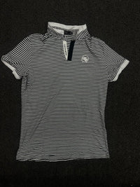 Striped Half-Zip Polo T-Shirt with Collar