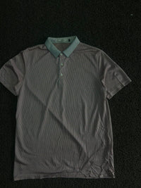 Micro Check Pattern Polo T-Shirt with Contrast Collar