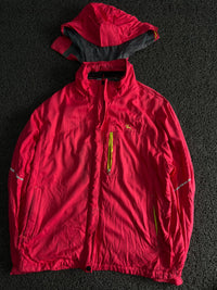 Women’s Red Hooded Lightweight Outdoor Windbreaker Jacket