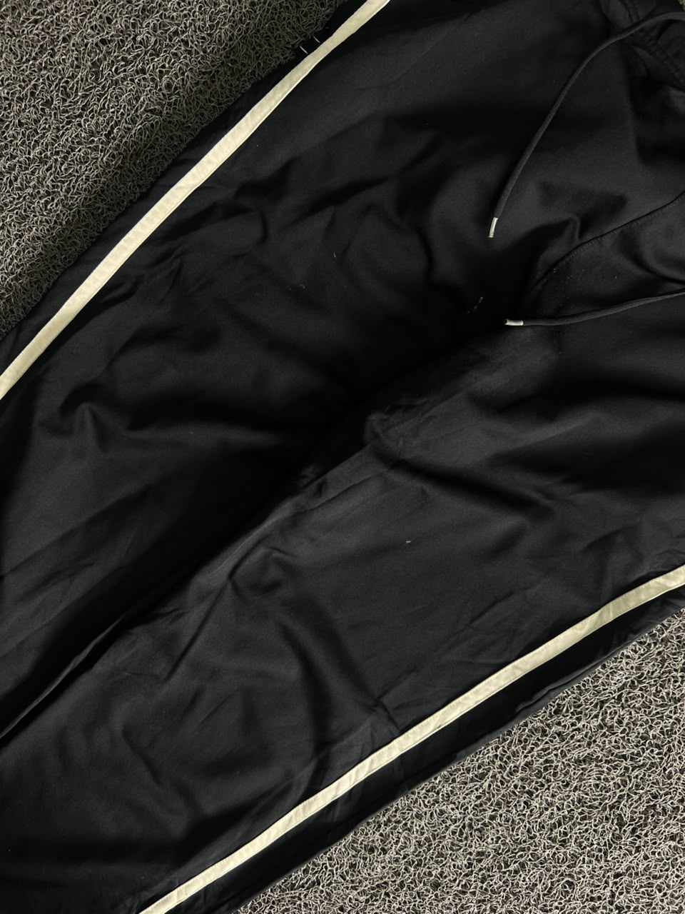 Vintage Black Track Pants with White Side Stripes & Drawstring – Thriftwear