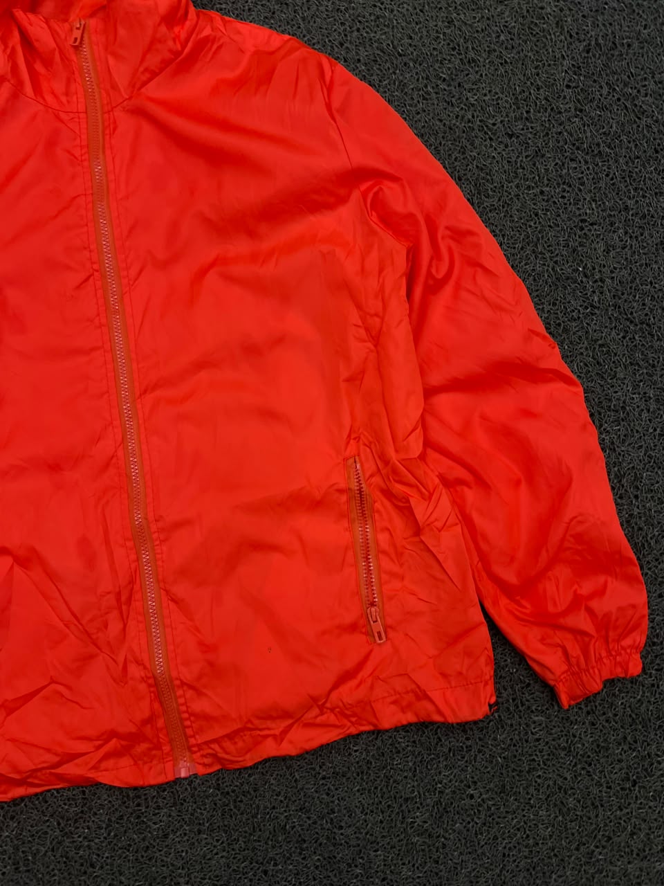 Red Full-Zip Stand Collar Jacket