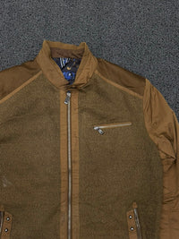 Brown Textured Zip-Up Casual Jacket