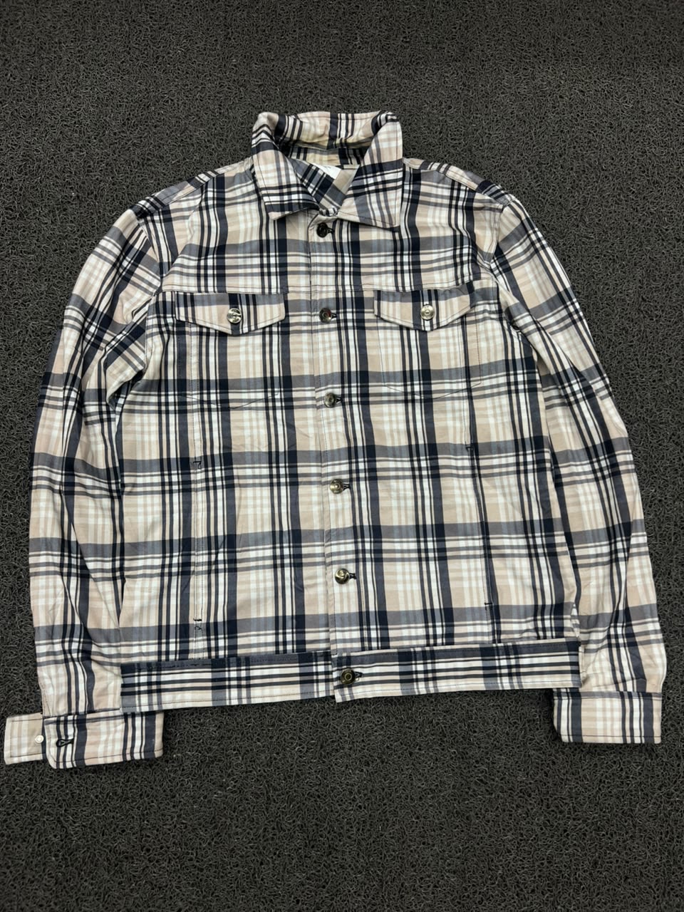 Premium Check Plaid Button-Up Trucker Jacket