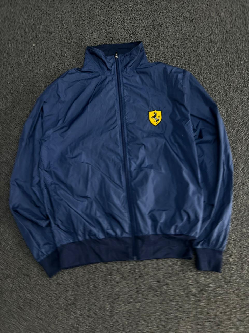 Ferrari Navy Blue Lightweight Zip-Up Track Jacket – Premium Motorsport Windbreaker
