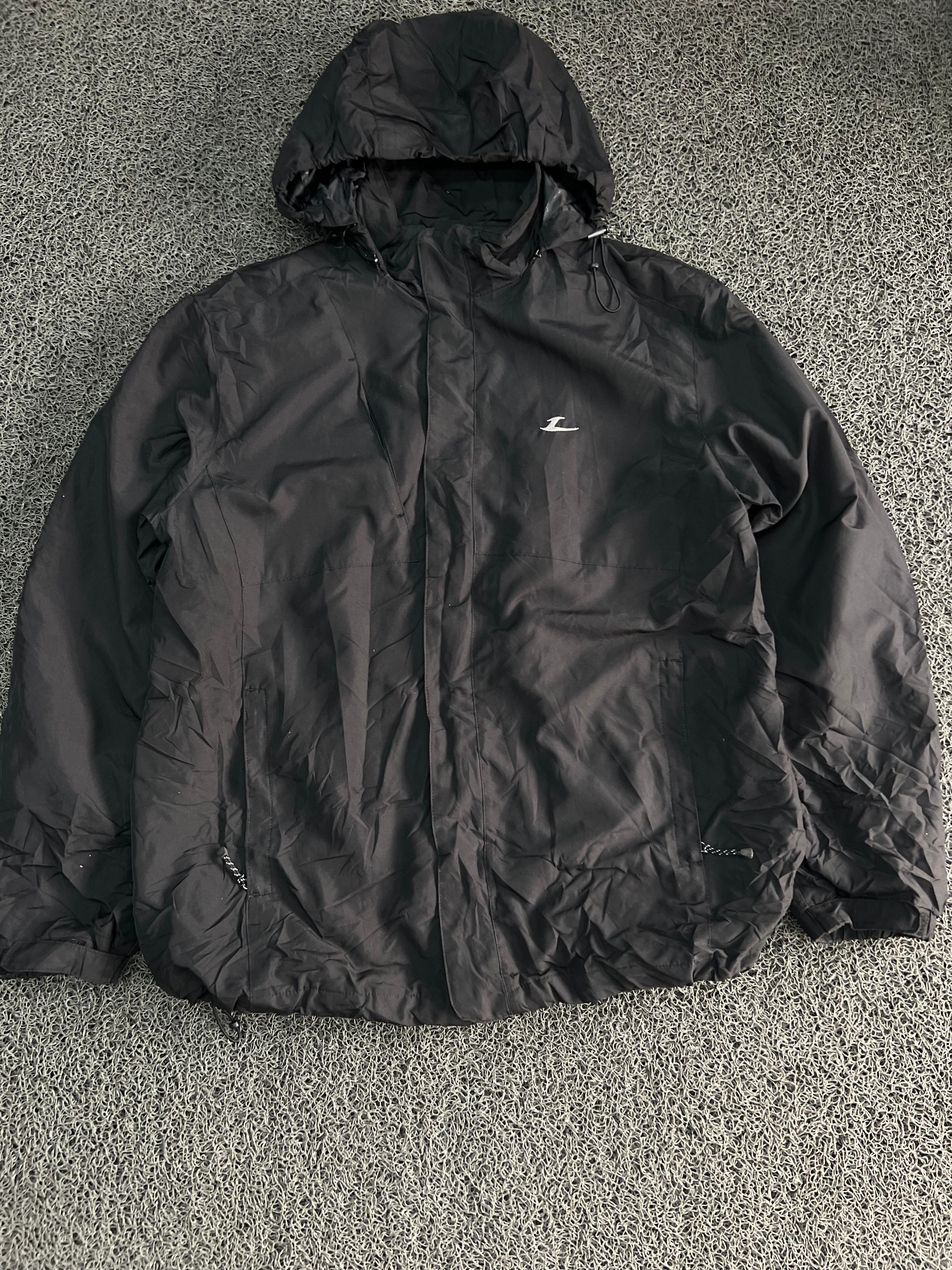 Black Lightweight Hooded Windbreaker Jacket – Full Zip Water-Resistant Outdoor Coat