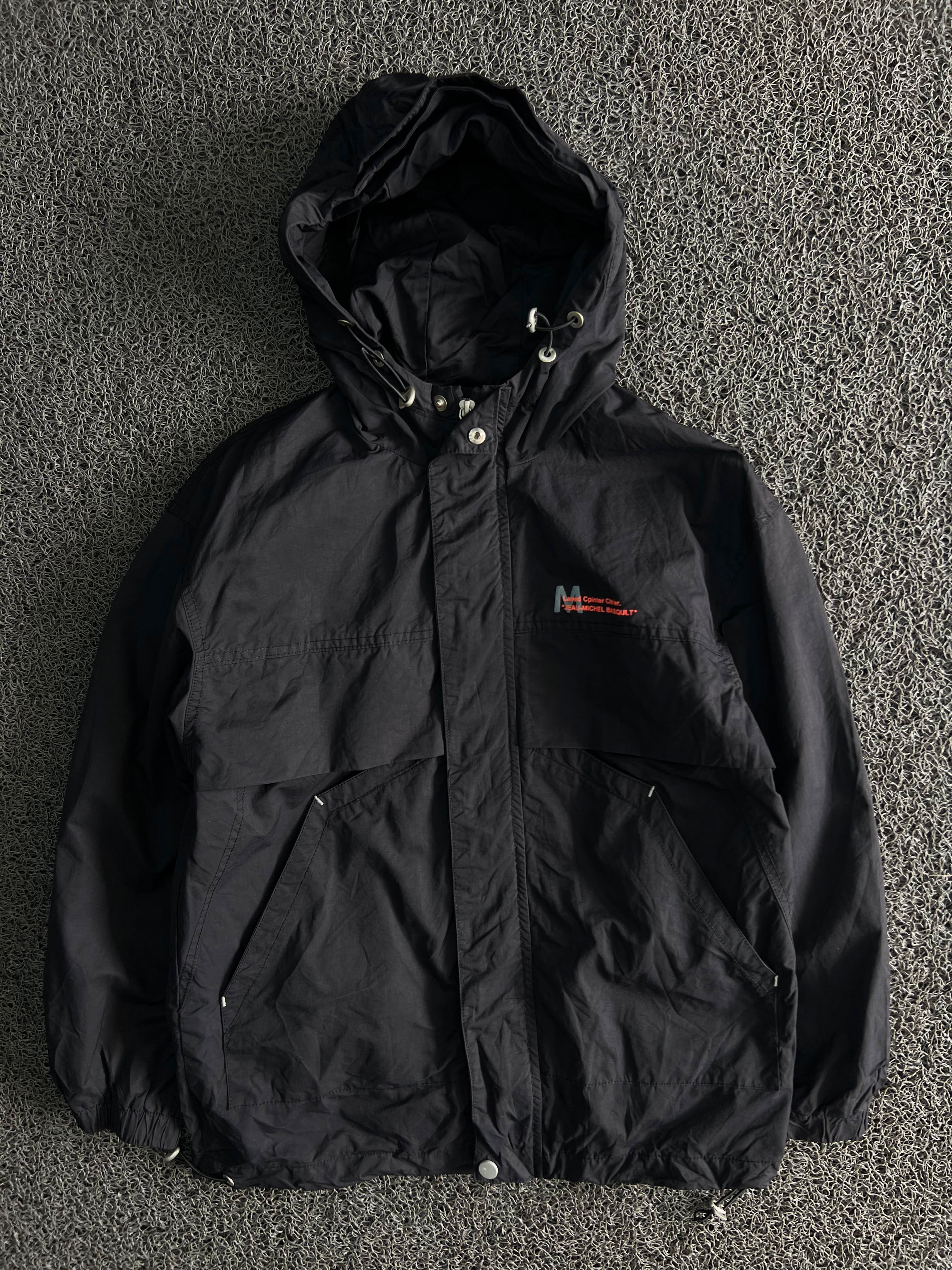 Black Hooded Outdoor Windbreaker Jacket – Lightweight Utility Zip-Up