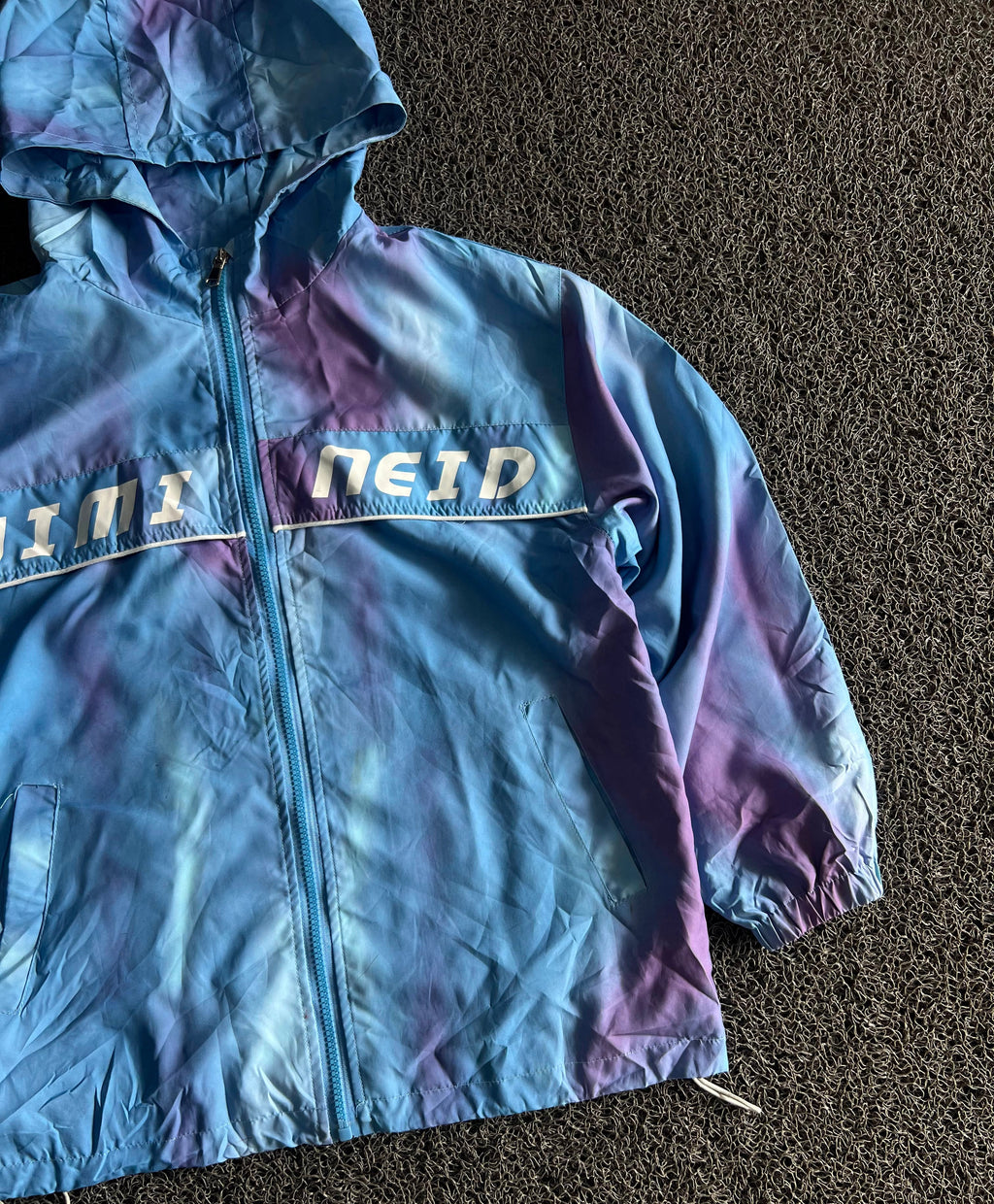 Men's Blue & Purple Tie-Dye Hooded Windbreaker Jacket | Lightweight Zip-Up