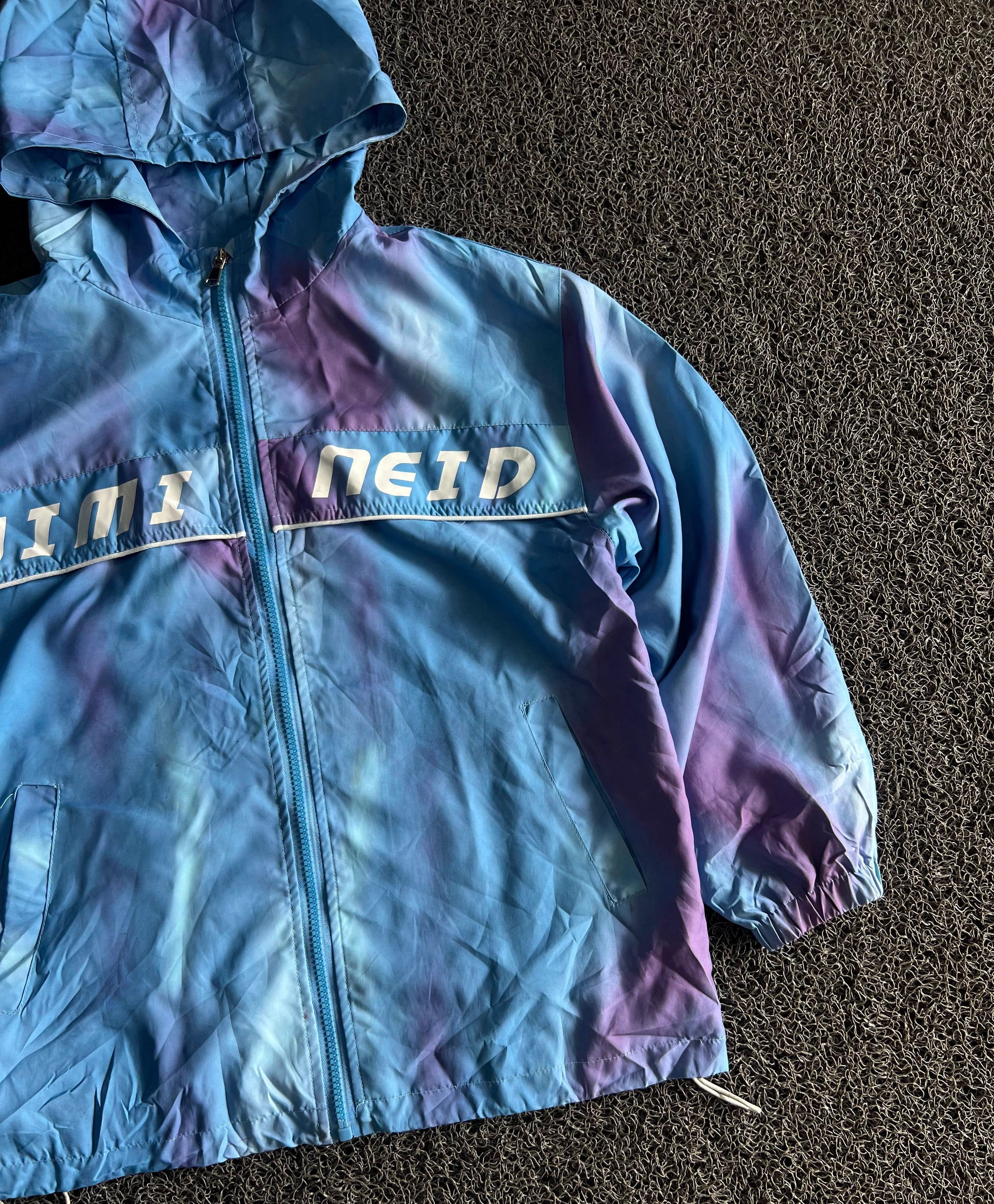 Men's Blue & Purple Tie-Dye Hooded Windbreaker Jacket | Lightweight Zip-Up