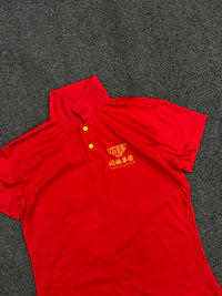 Vintage Red Tongfu Group Chinese Graphic Polo T-Shirt