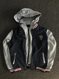 Men's Polka Dot Hooded Varsity Bomber Jacket