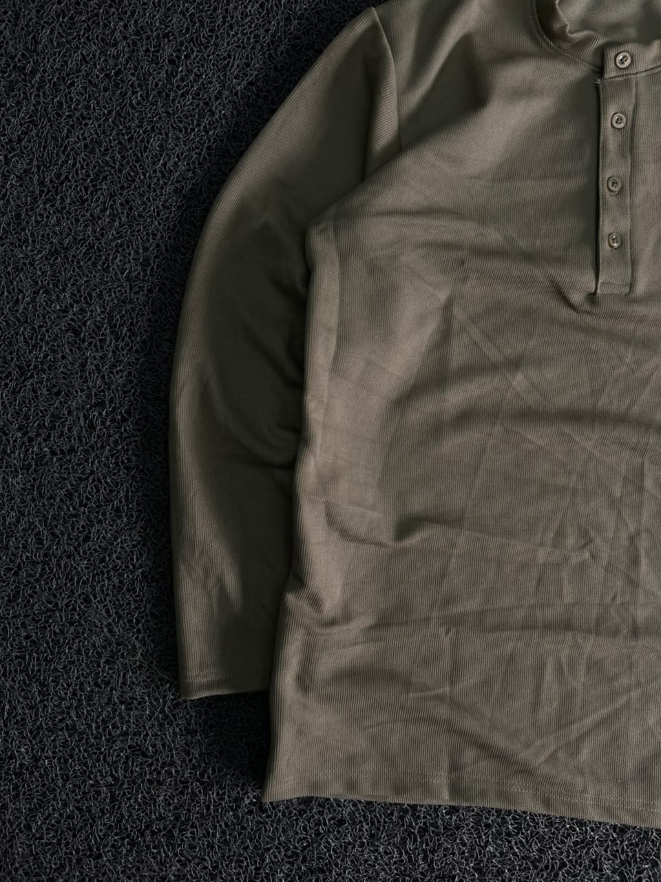 Olive Green Long Sleeve Henley T-Shirt for Men
