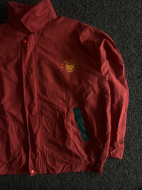 Vintage Stand-Collar Windbreaker Jacket with Embroidered Chest Logo & Front Pockets