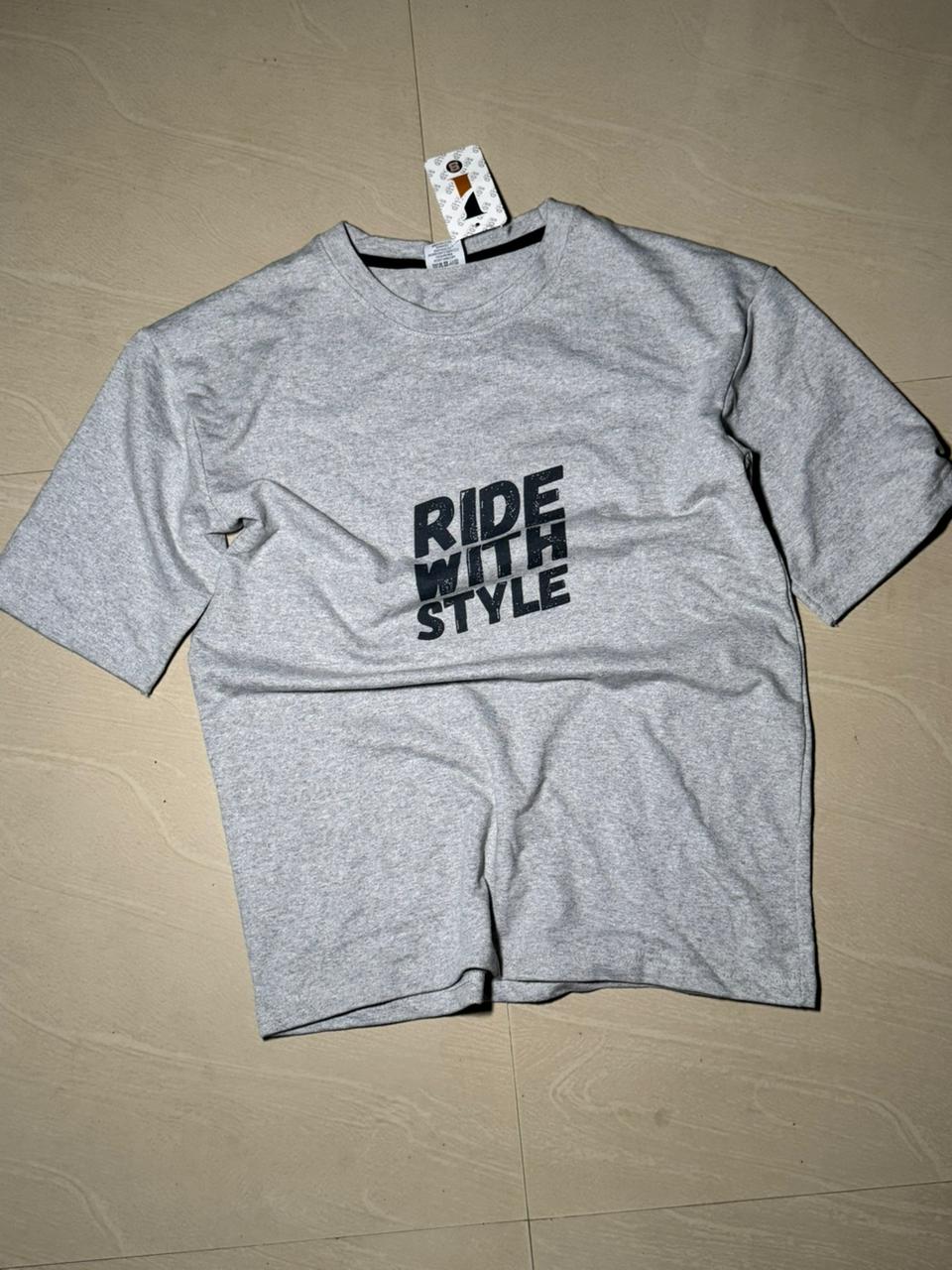 Ride With Style Graphic Grey T-Shirt