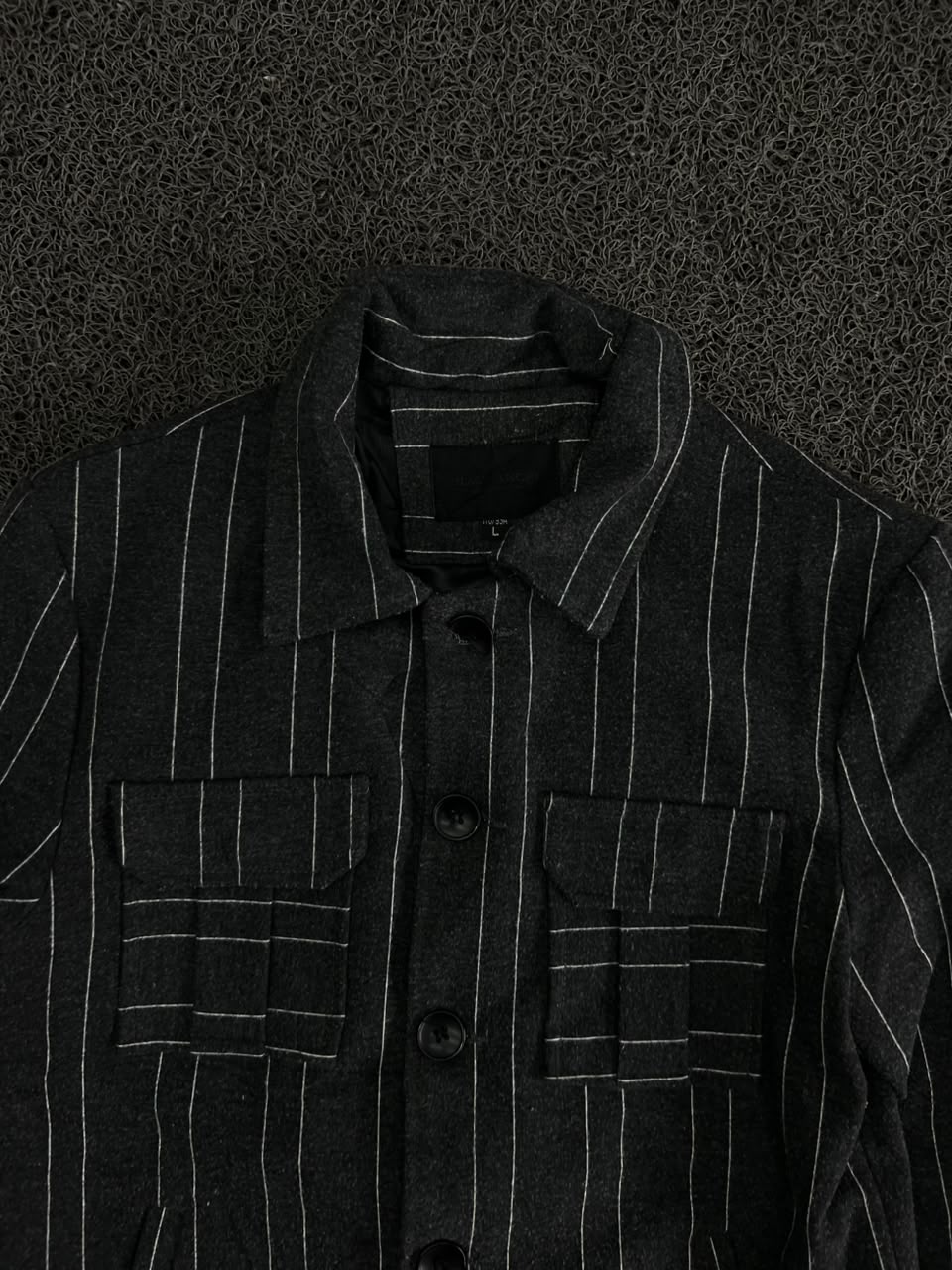 Pinstripe Button-Up Workwear Jacket