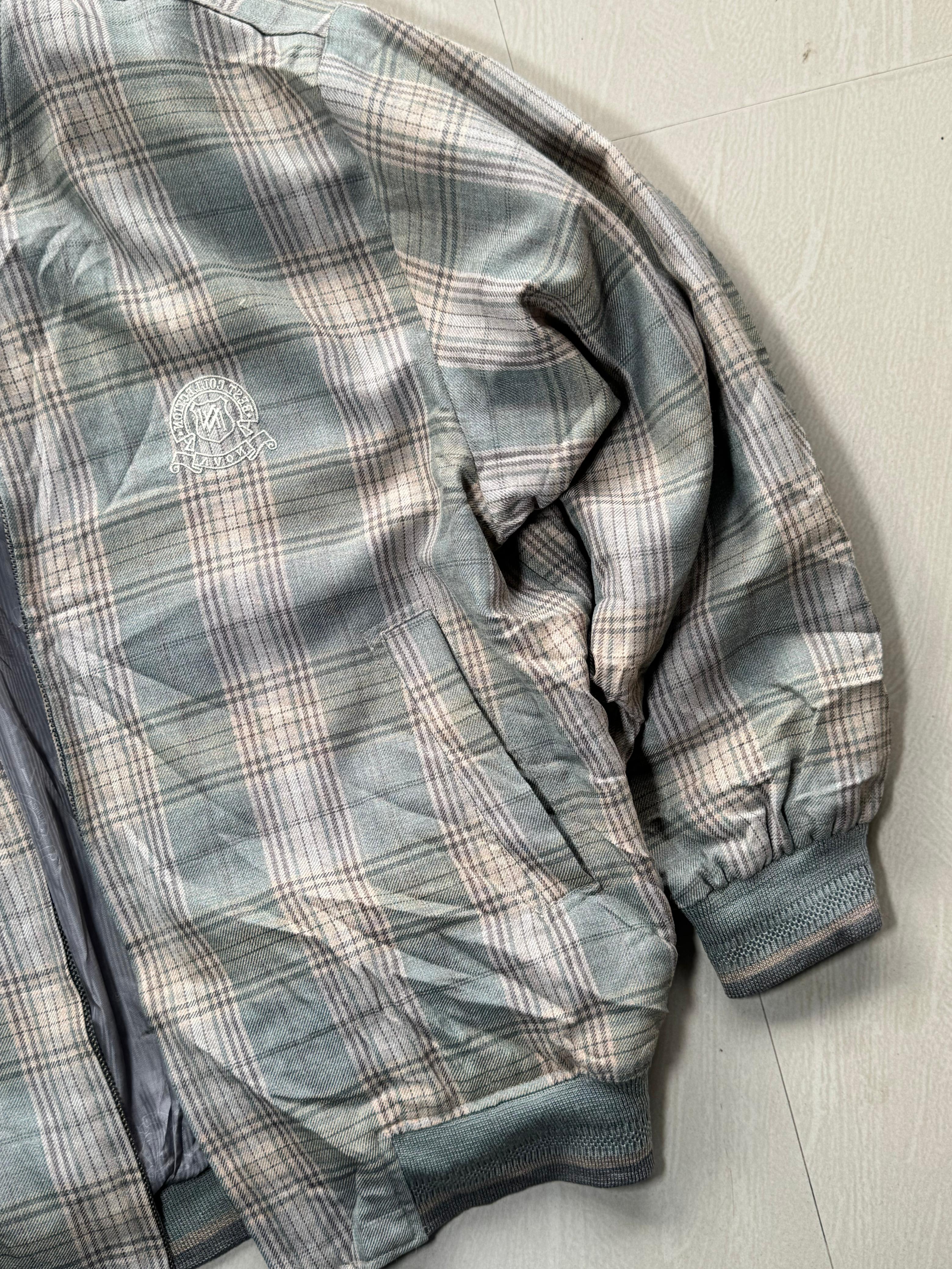 Vintage Plaid Bomber Jacket – Full Sleeve Casual Jacket(⚠️ No Zip)
