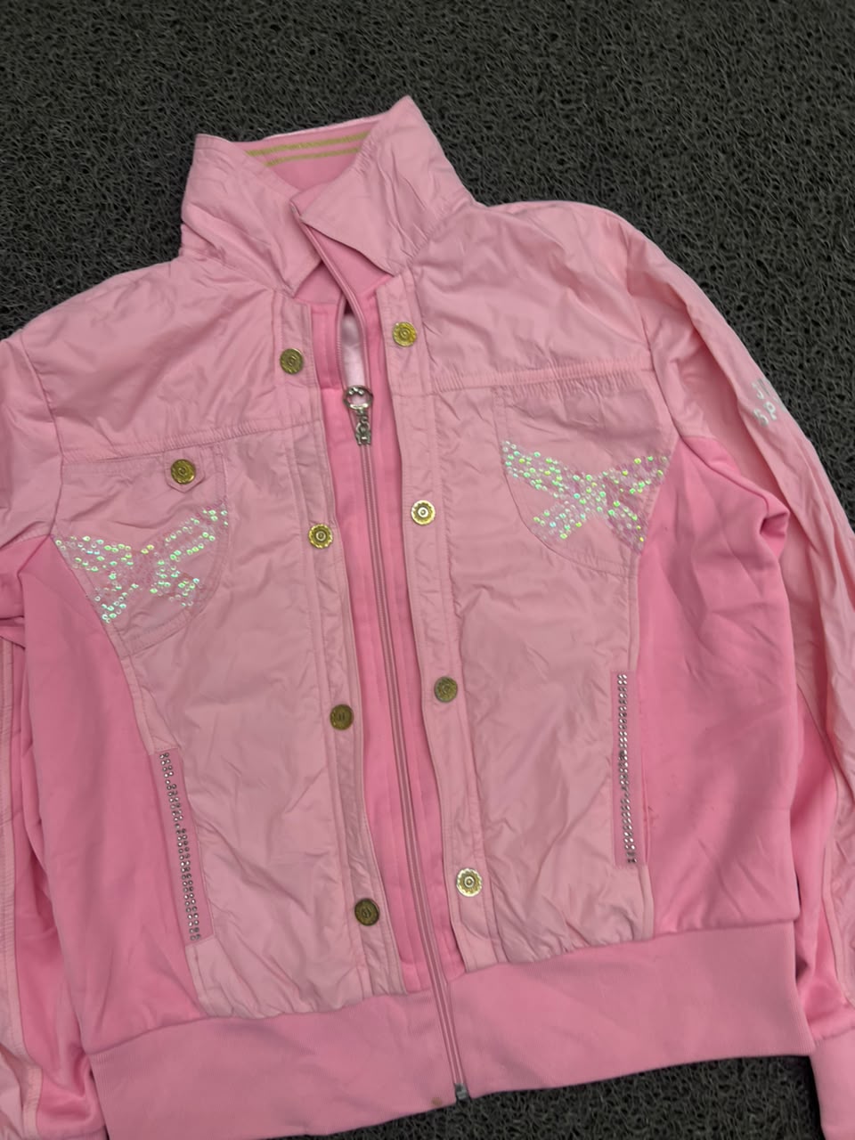 Girls Pink Casual Jacket – Full Zip & Snap Button Design